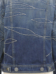 デニムステッチデザインロゴボタンジャケット ブルー