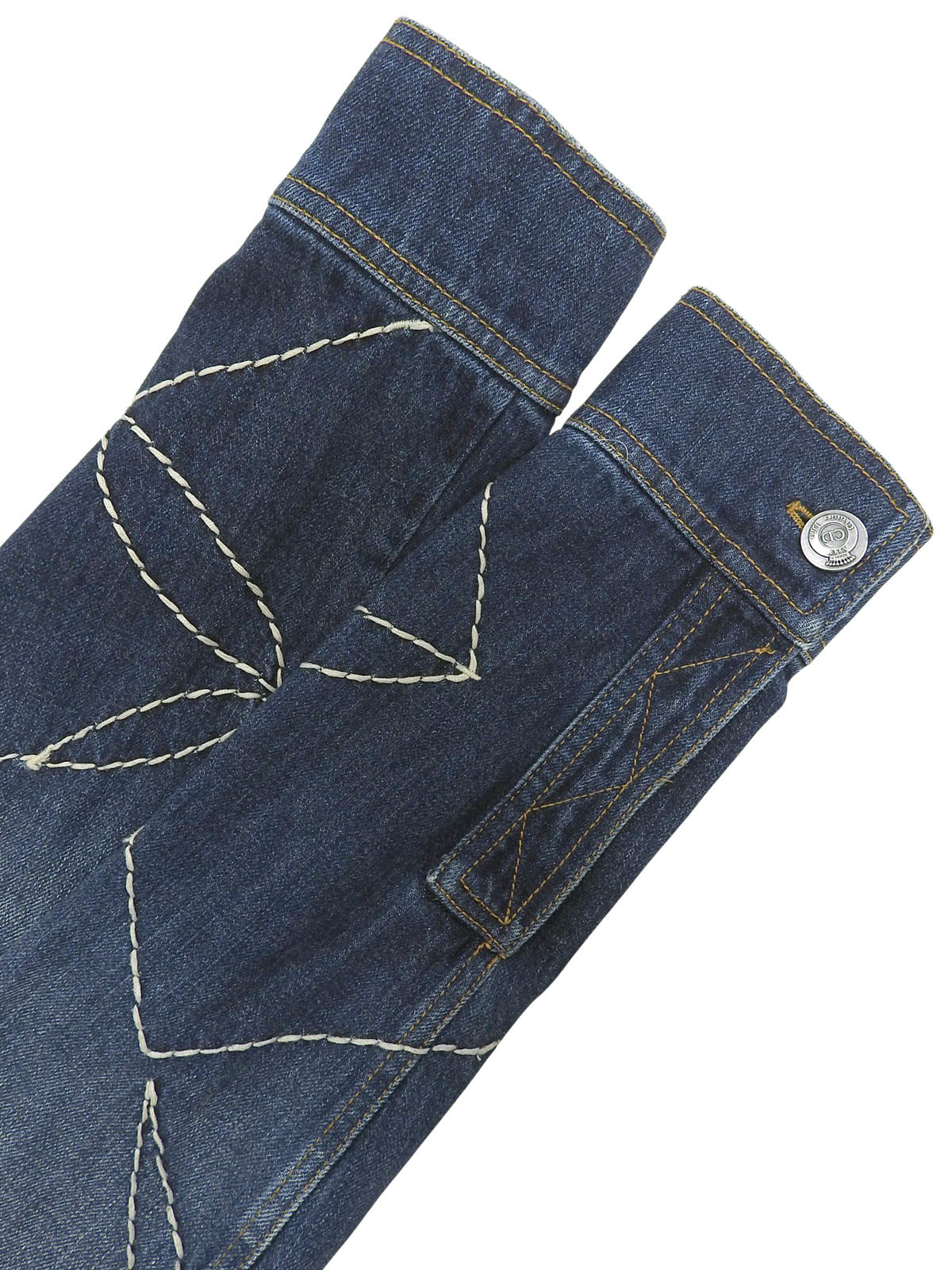 デニムステッチデザインロゴボタンジャケット ブルー