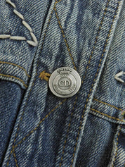 デニムステッチデザインロゴボタンジャケット ブルー