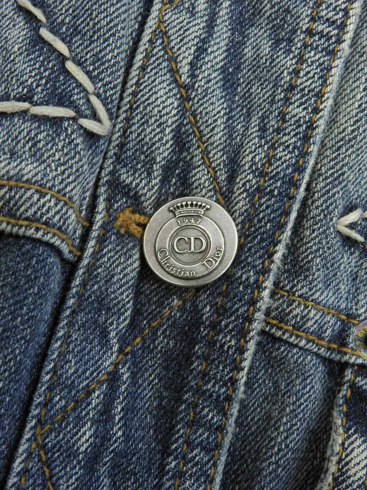 デニムステッチデザインロゴボタンジャケット ブルー