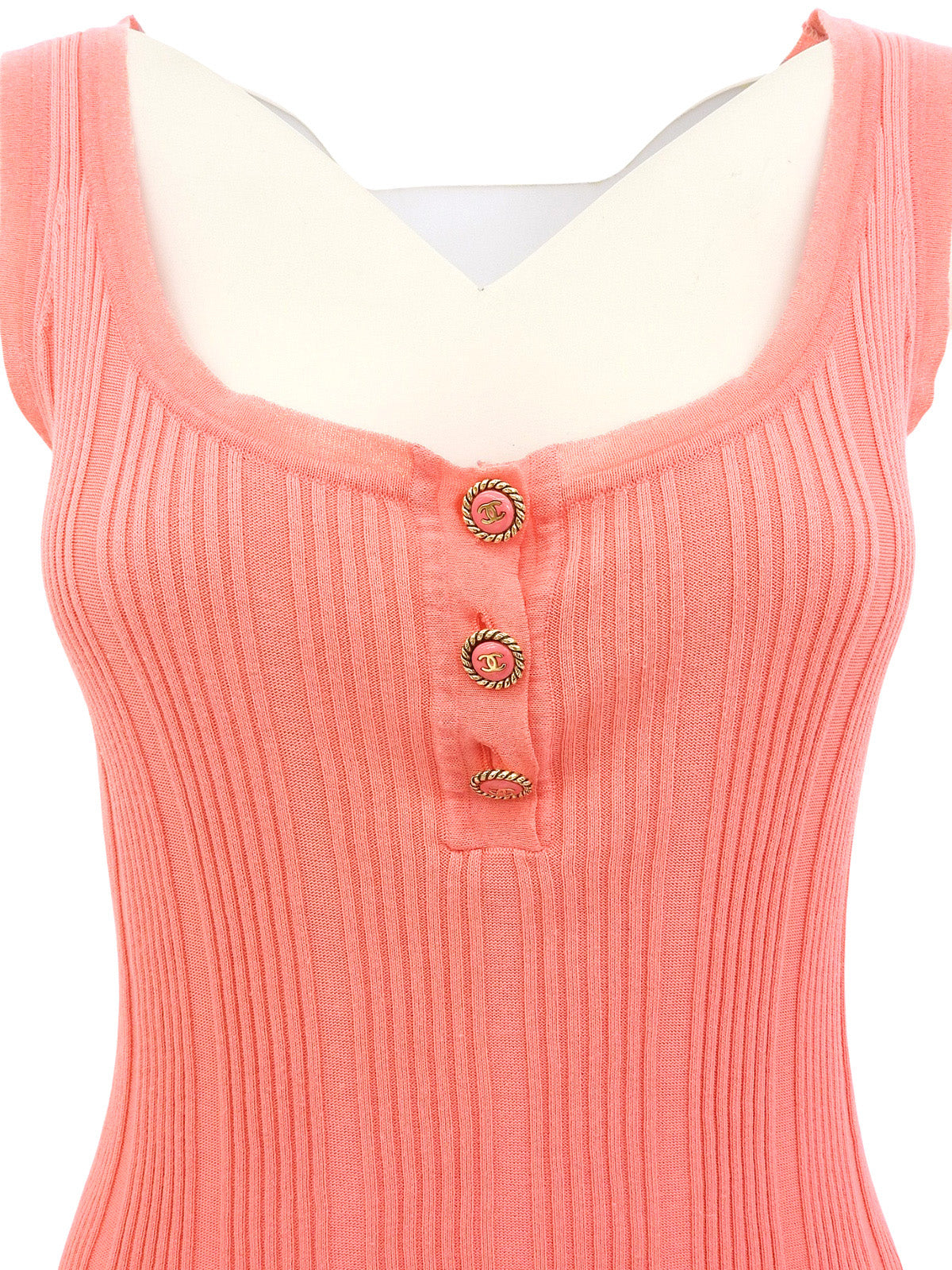 2007年製 CCマークボタンノースリーブニットトップス ピンク