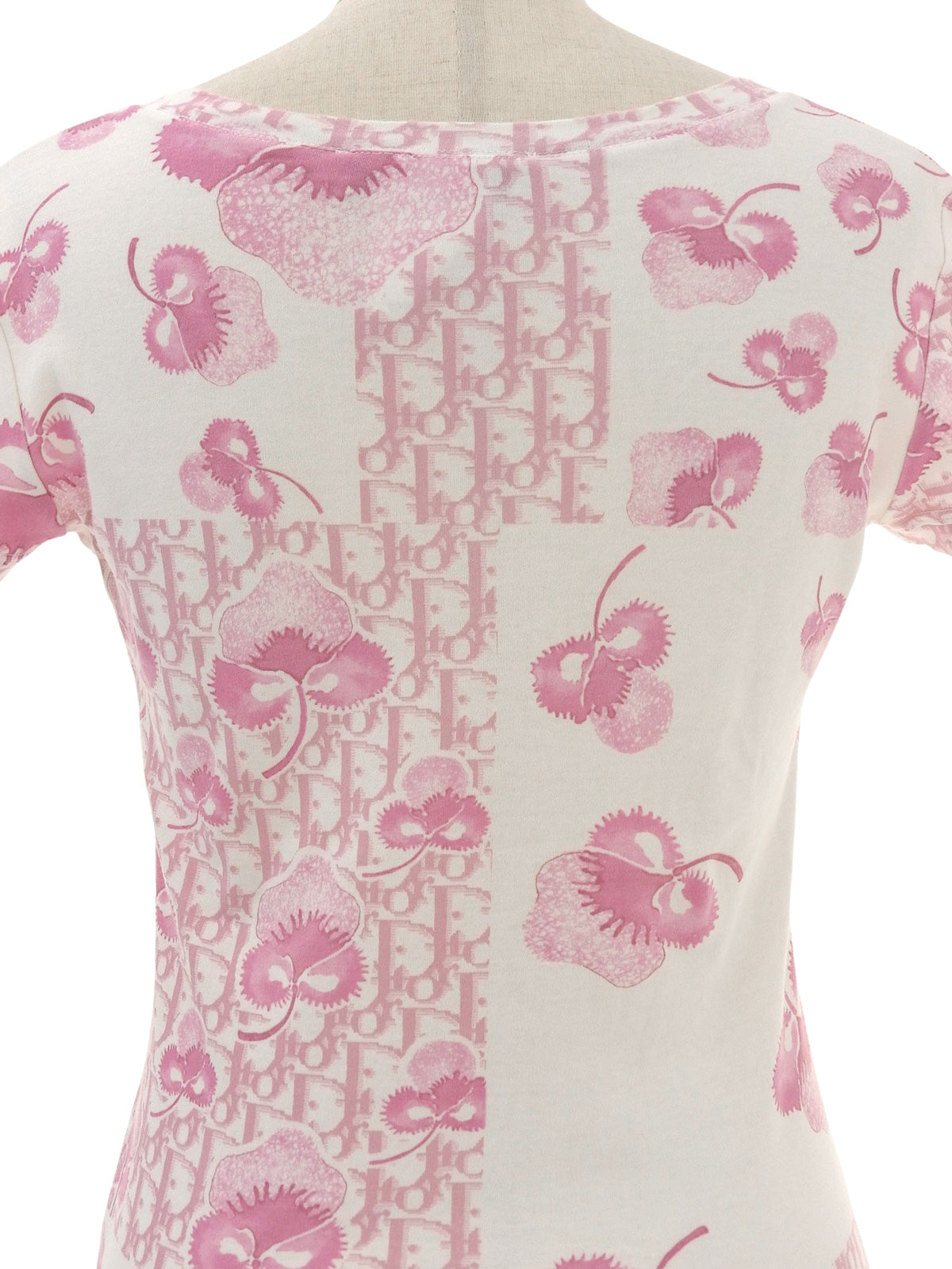Flower Trotter Pattern Half Sleeve Top in Pink/White