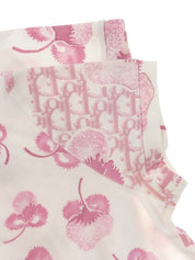 Flower Trotter Pattern Half Sleeve Top in Pink/White