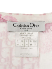 Flower Trotter Pattern Half Sleeve Top in Pink/White