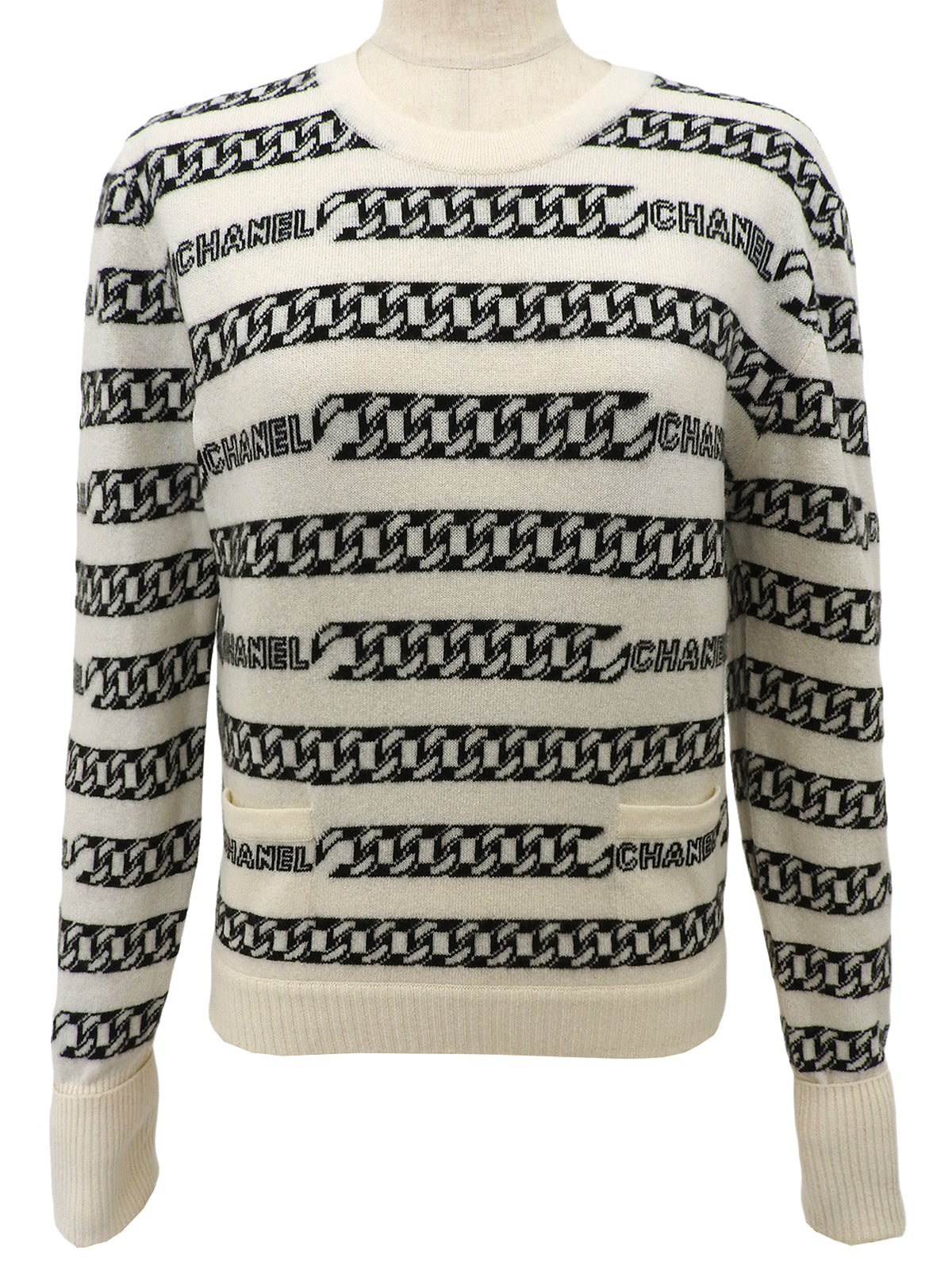 2001年製 チェーンパターンニット ホワイト/ブラック