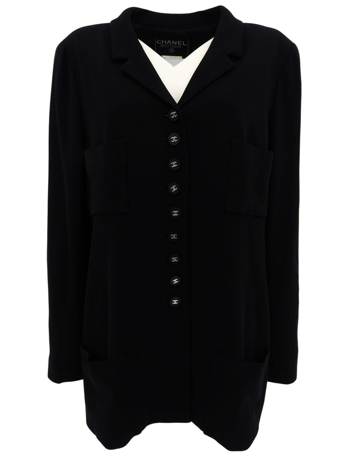 1996年製 CCマークボタンロングジャケット ブラック