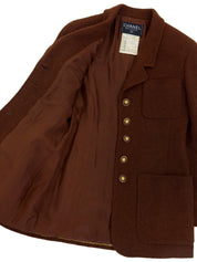 1993年製　ウールCCマークボタンロングジャケット　ブラウン