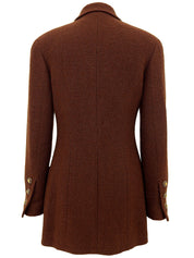 1993年製 ウールCCマークボタンロングジャケット ブラウン