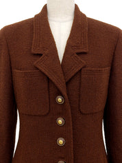 1993年製　ウールCCマークボタンロングジャケット　ブラウン