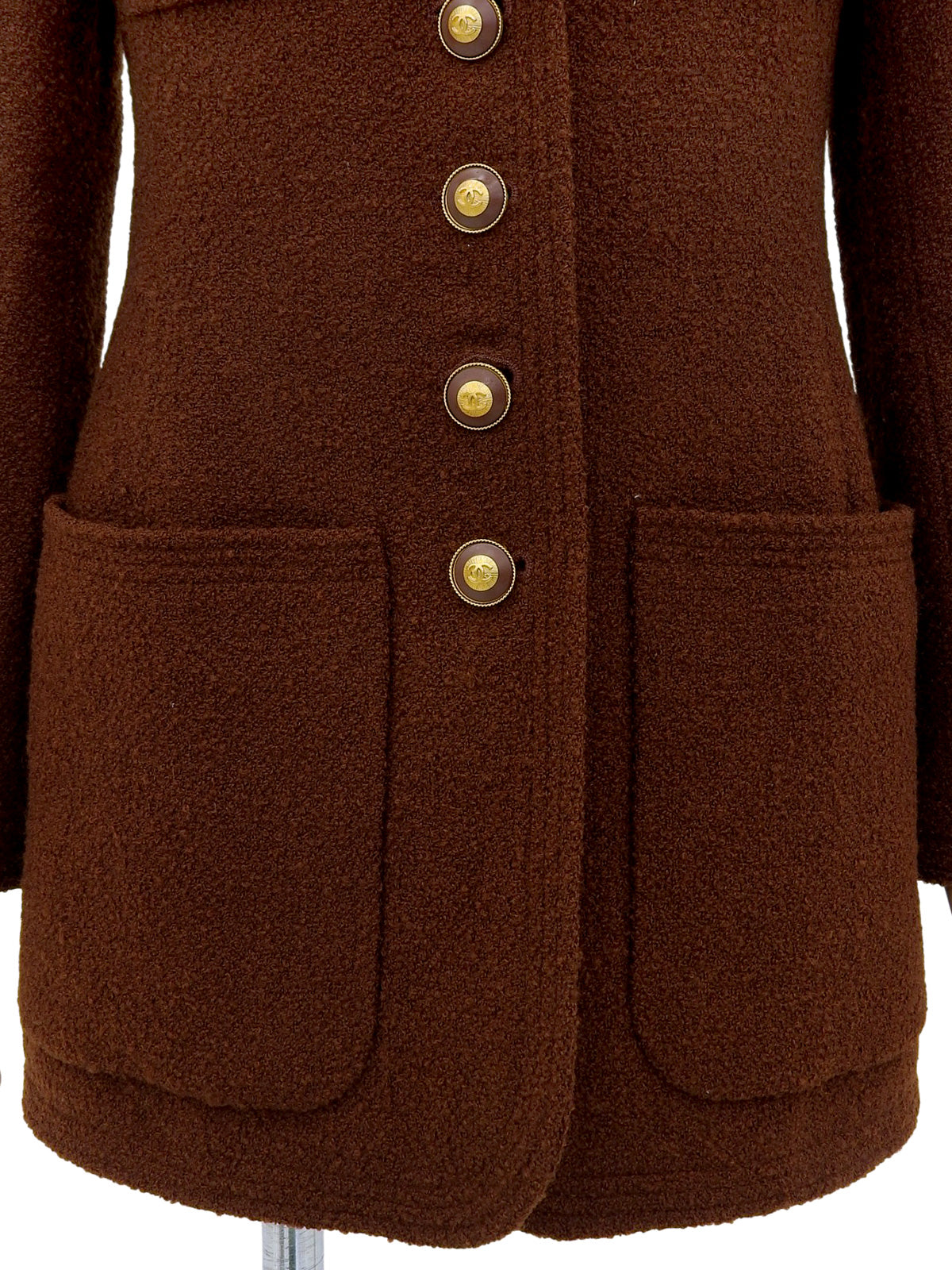 1993年製 ウールCCマークボタンロングジャケット ブラウン