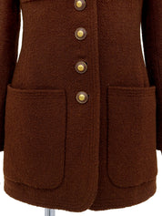 1993年製 ウールCCマークボタンロングジャケット ブラウン