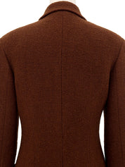 1993年製 ウールCCマークボタンロングジャケット ブラウン