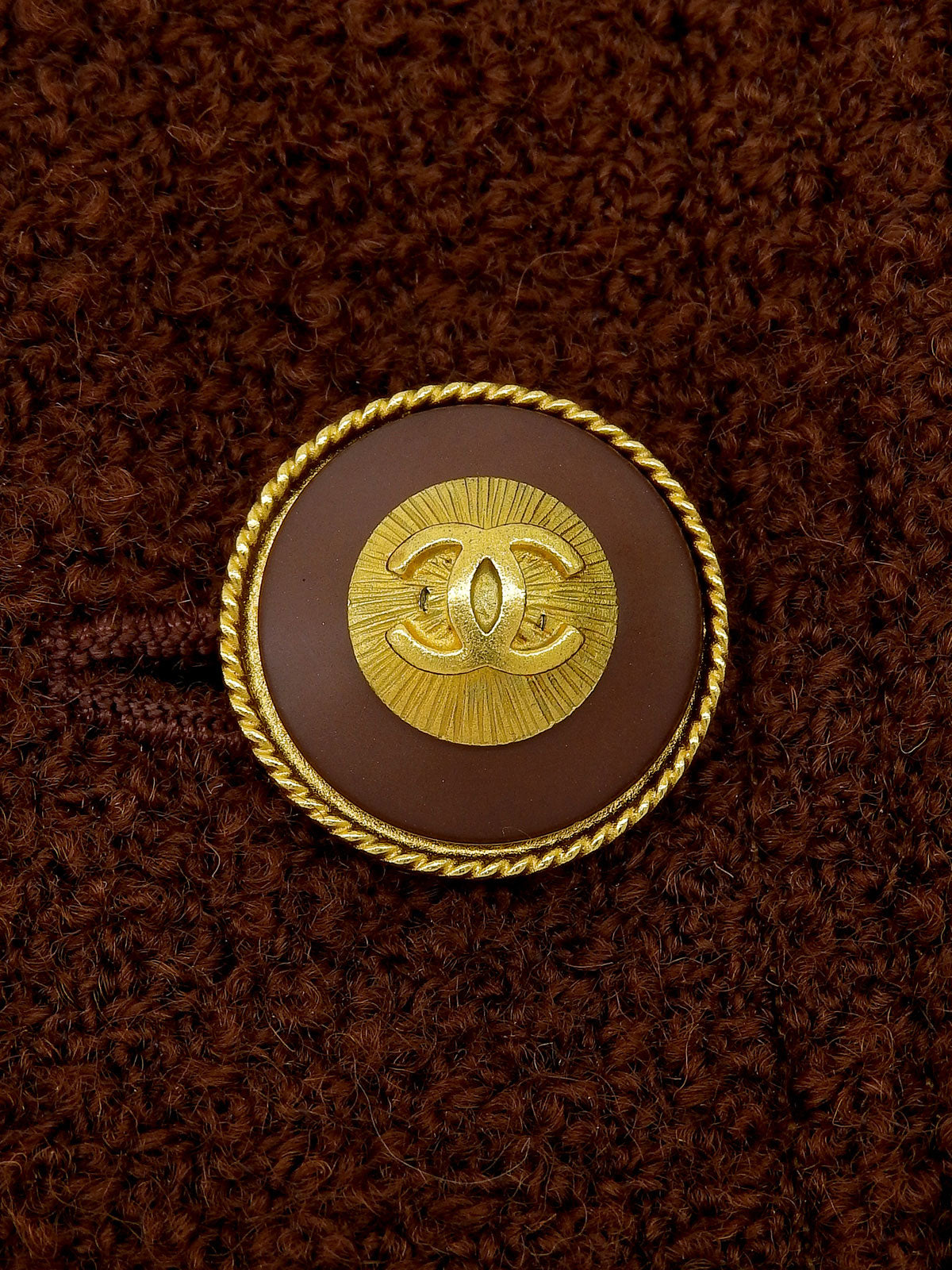 1993年製　ウールCCマークボタンロングジャケット　ブラウン