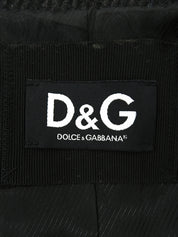 Wool logo button trench coat in charcoal gray