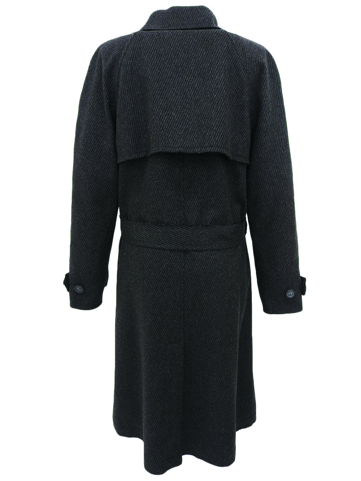 Wool logo button trench coat in charcoal gray