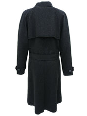Wool logo button trench coat in charcoal gray