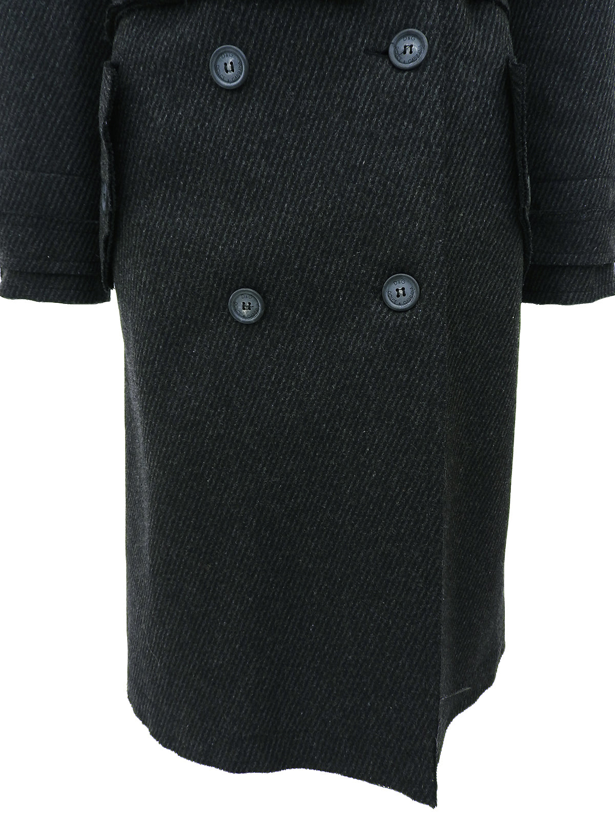 Wool logo button trench coat in charcoal gray
