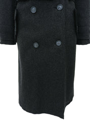 Wool logo button trench coat in charcoal gray