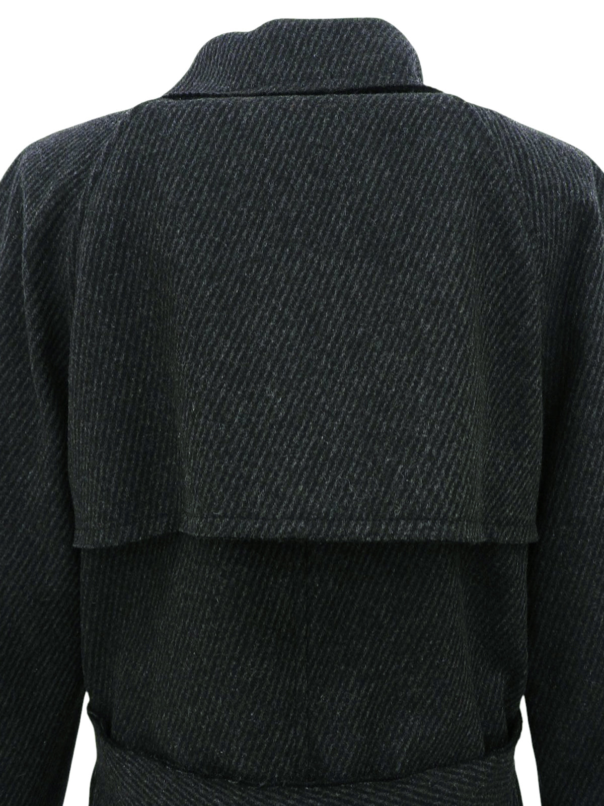 Wool logo button trench coat in charcoal gray