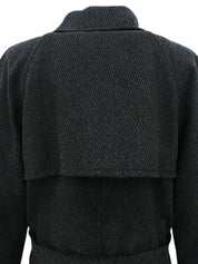 Wool logo button trench coat in charcoal gray