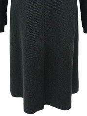 Wool logo button trench coat in charcoal gray