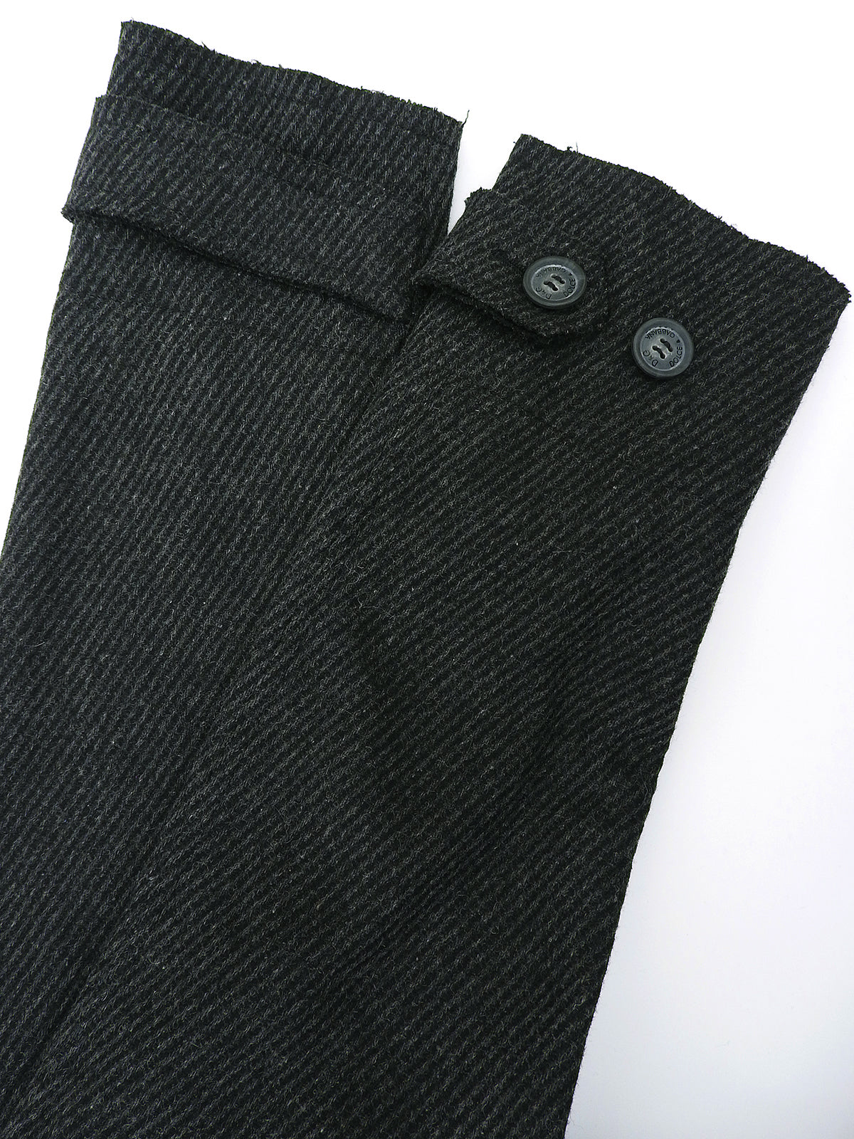 Wool logo button trench coat in charcoal gray