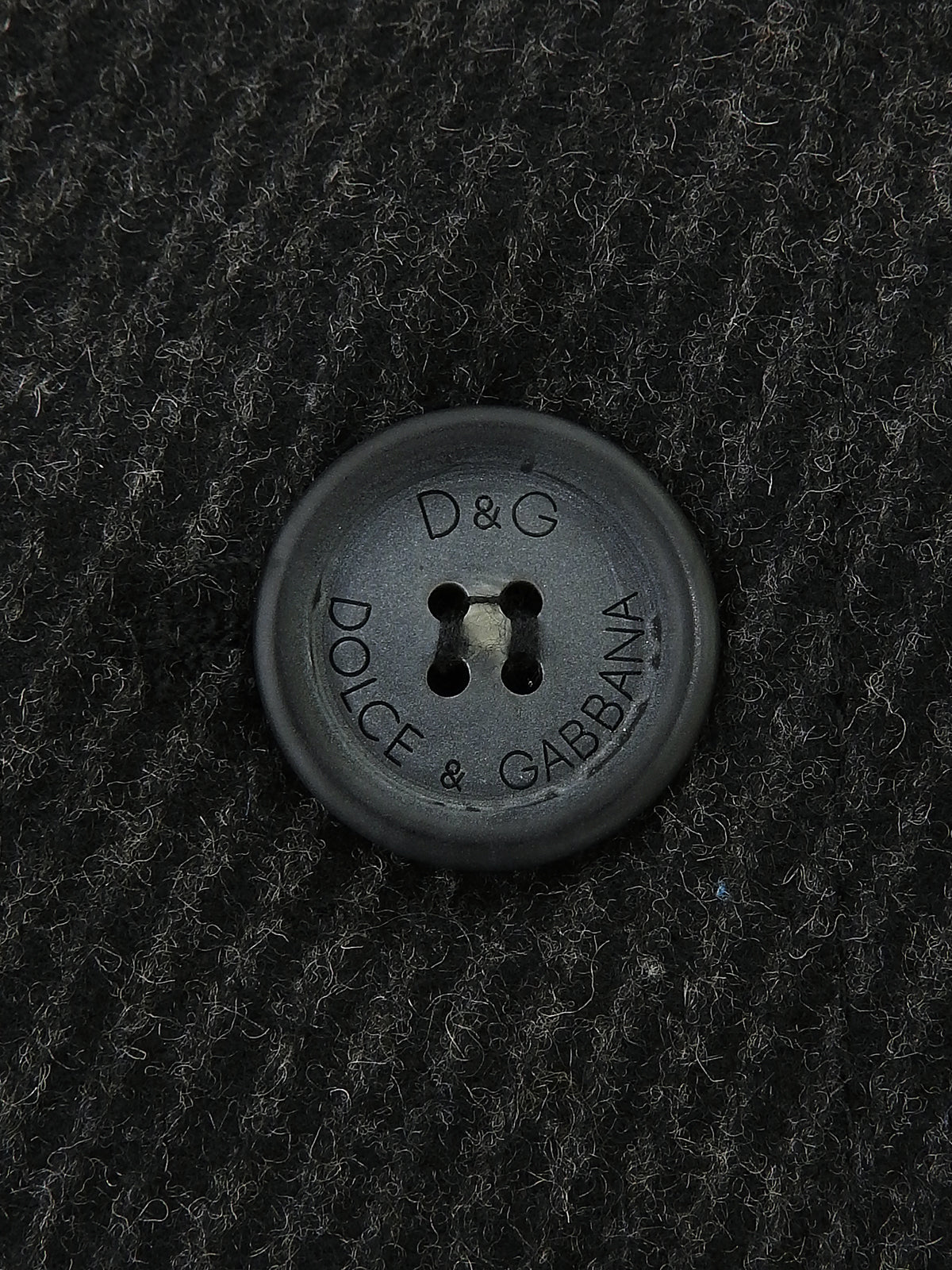 Wool logo button trench coat in charcoal gray