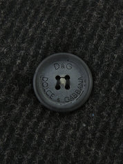 Wool logo button trench coat in charcoal gray