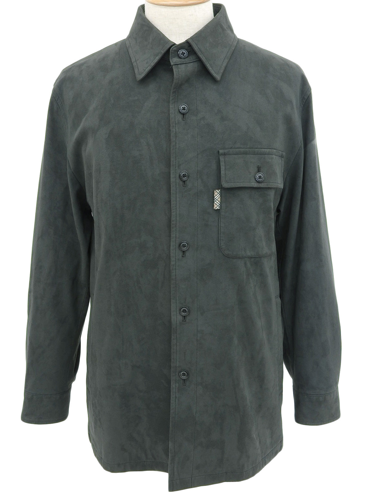 ロゴボタンスエードシャツ グレー