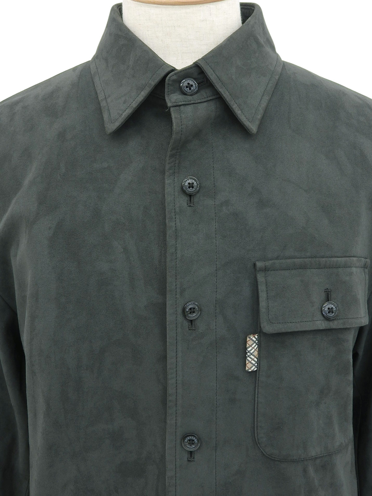 ロゴボタンスエードシャツ グレー