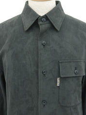 ロゴボタンスエードシャツ グレー