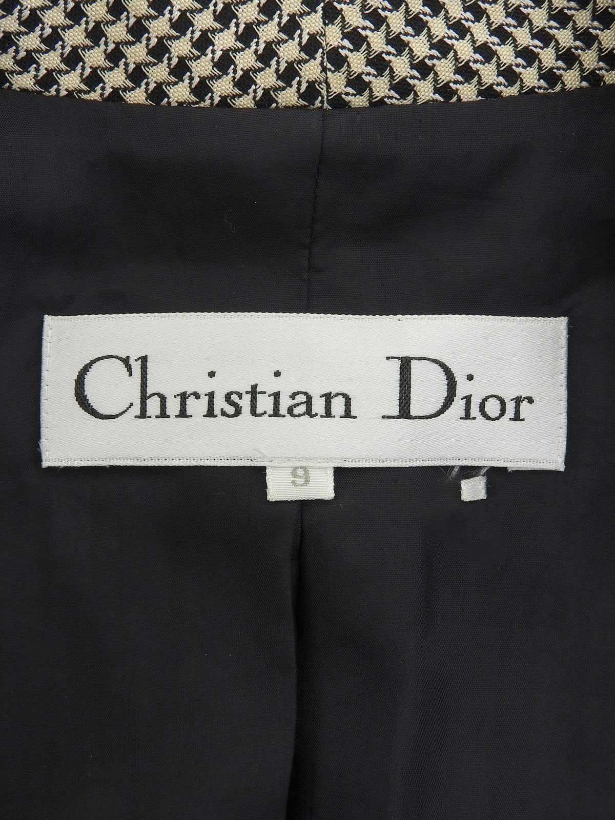 ウールチェックパターンロゴボタンジャケット ベージュ/ブラック