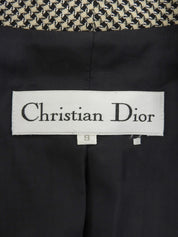 ウールチェックパターンロゴボタンジャケット ベージュ/ブラック