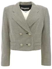 ウールチェックパターンロゴボタンジャケット ベージュ/ブラック