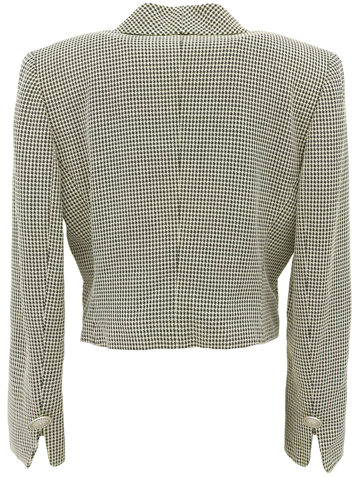 ウールチェックパターンロゴボタンジャケット ベージュ/ブラック