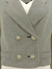 ウールチェックパターンロゴボタンジャケット ベージュ/ブラック