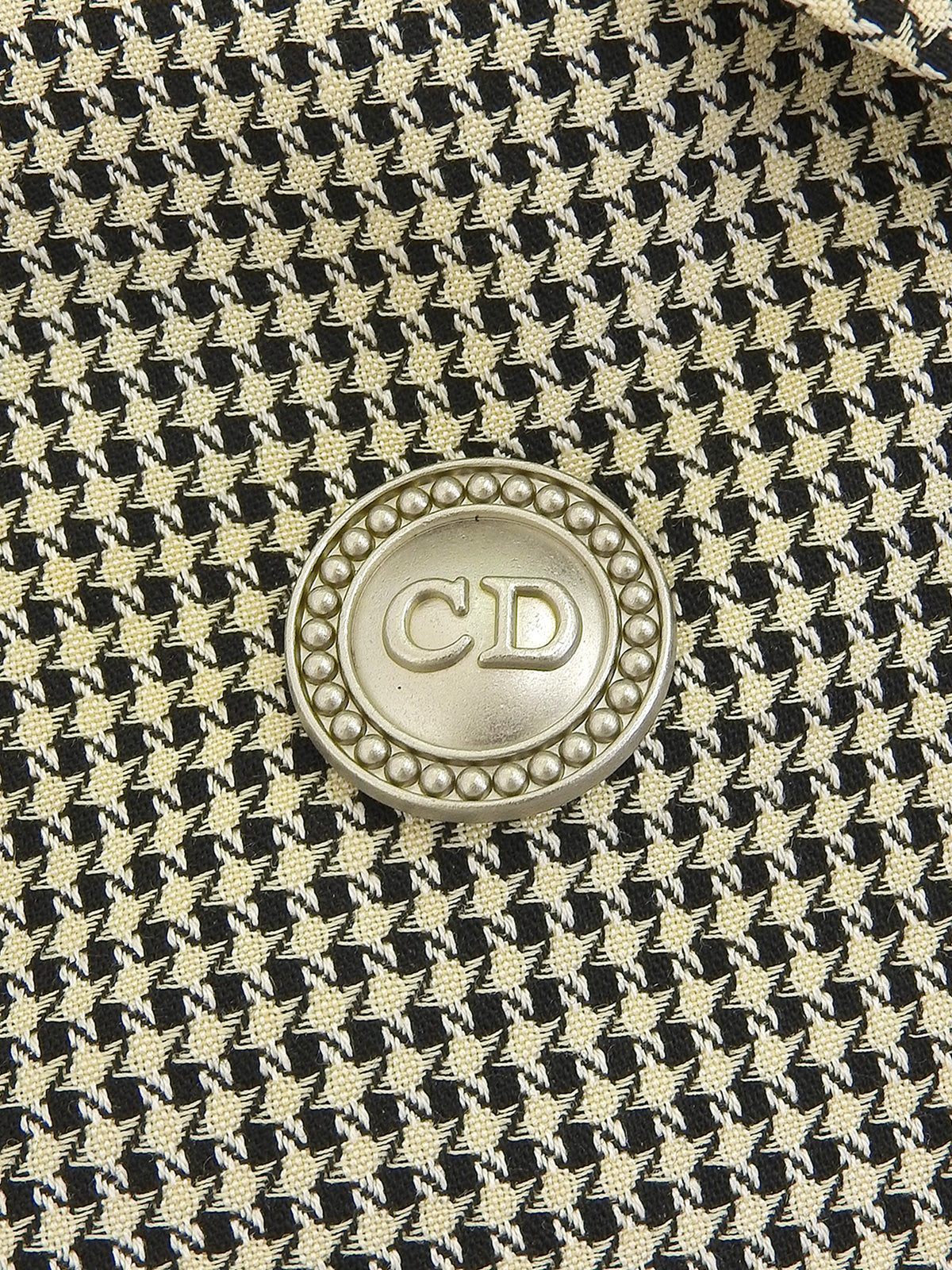 ウールチェックパターンロゴボタンジャケット ベージュ/ブラック