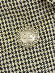 ウールチェックパターンロゴボタンジャケット ベージュ/ブラック