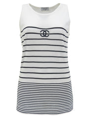 CCマークボーダーノースリーブトップス