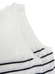 CCマークボーダーノースリーブトップス