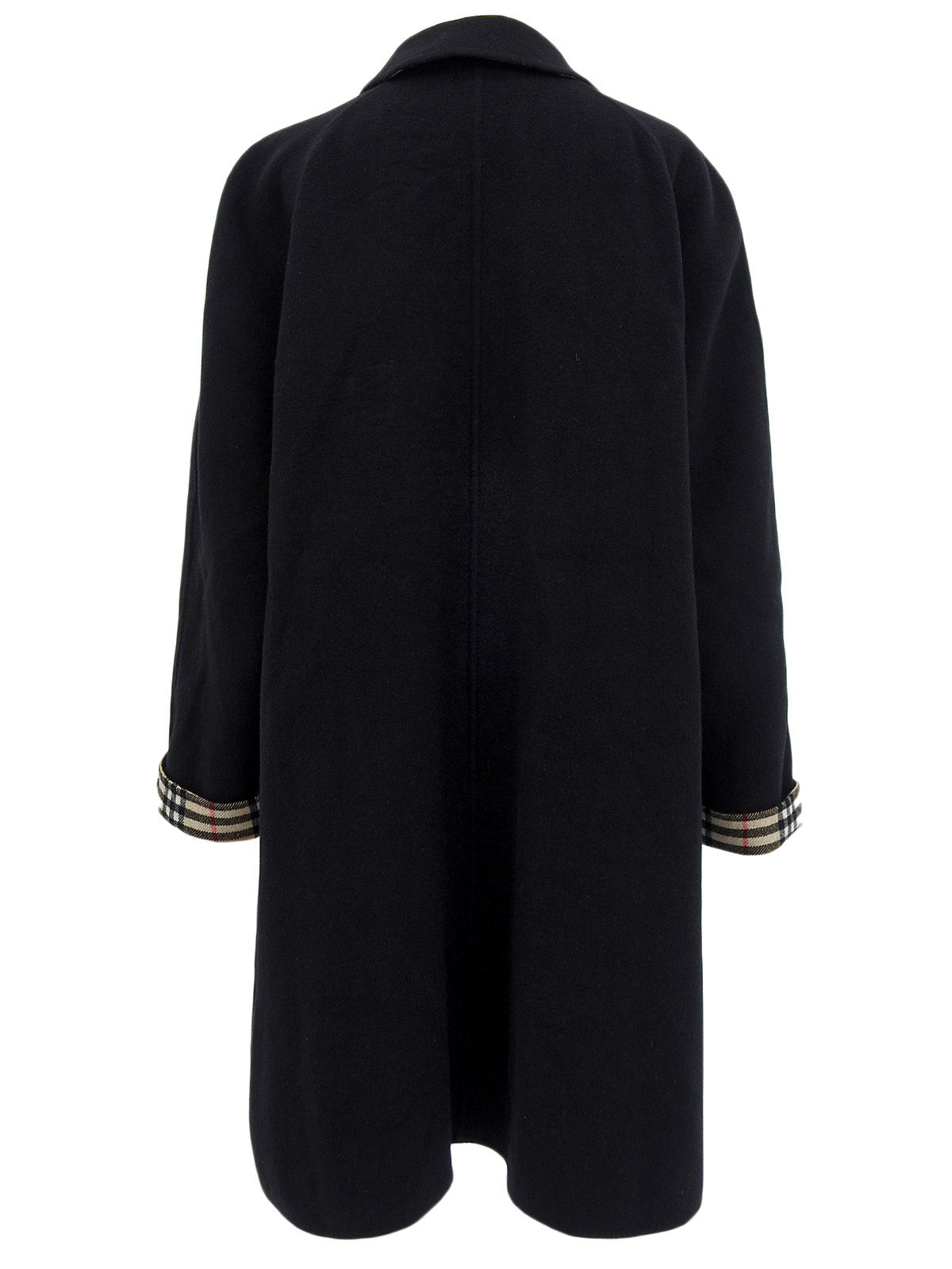 ウールノバチェックライニングロングコート ブラック/ベージュ