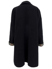 ウールノバチェックライニングロングコート ブラック/ベージュ