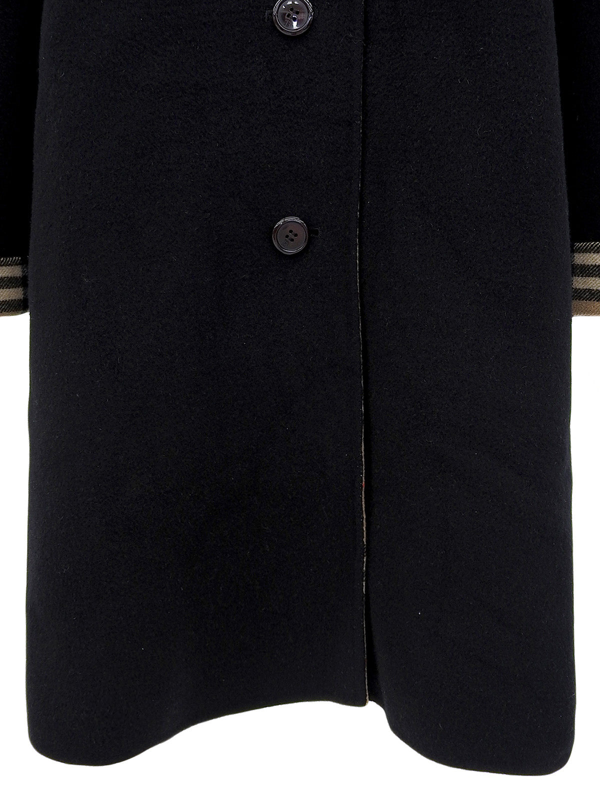 ウールノバチェックライニングロングコート ブラック/ベージュ