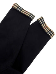 ウールノバチェックライニングロングコート ブラック/ベージュ