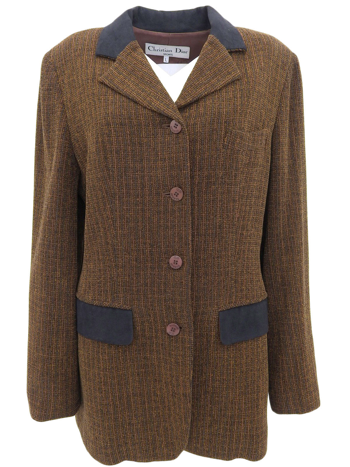 ツイードロゴボタンジャケット ブラウン/ブラック