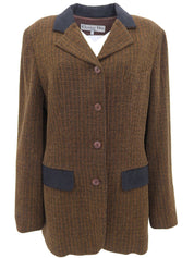 ツイードロゴボタンジャケット ブラウン/ブラック