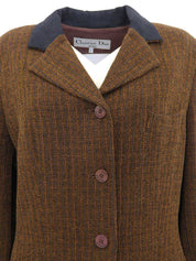 ツイードロゴボタンジャケット ブラウン/ブラック