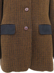 ツイードロゴボタンジャケット ブラウン/ブラック