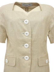 Beige Linen Short Sleeve Jacket