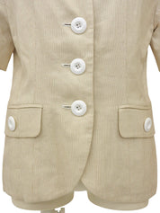 Beige Linen Short Sleeve Jacket